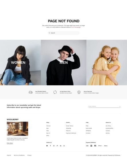 Woolberry Joomla template Error 404 Layout