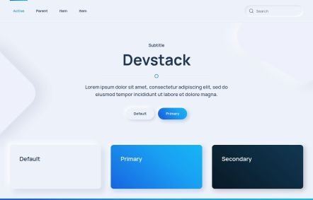 DevStack Joomla template UI Elements in Light Blue Style