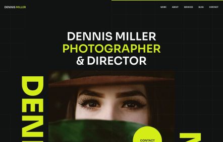 Dennis Miller WordPress theme Home Page in Black Green Style