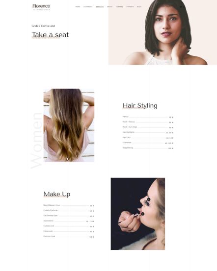 Florence WordPress theme Price List Layout