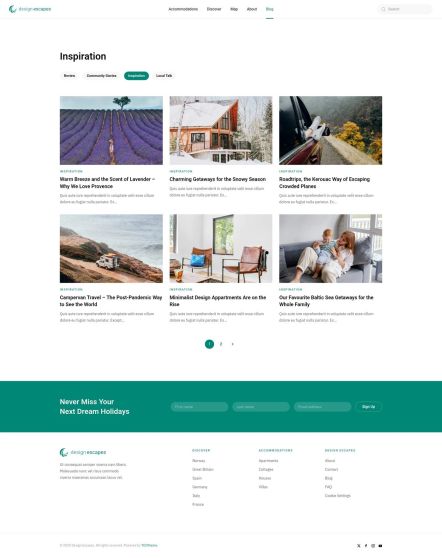 Design Escapes WordPress theme Post Category Layout