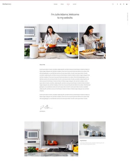 Kitchen Daily WordPress theme About Layout
