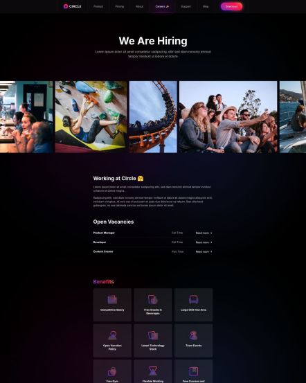 Circle WordPress theme Careers Layout