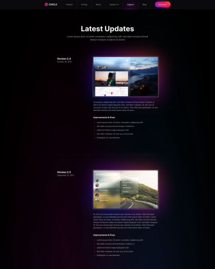 Circle WordPress theme Updates Layout