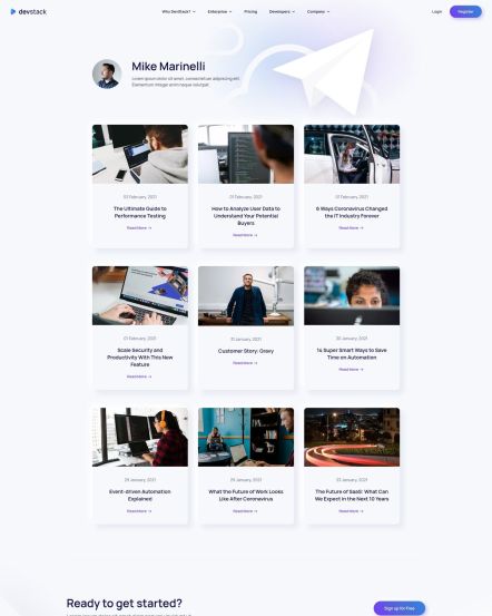 DevStack Joomla template Author Index Layout