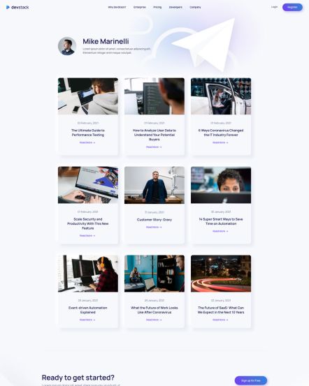 DevStack WordPress theme Author Index Layout