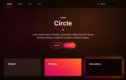 Circle WordPress theme UI Elements in Black Orange Style