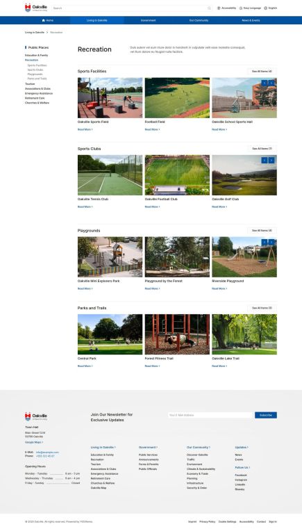 Oakville WordPress Theme Index Layout