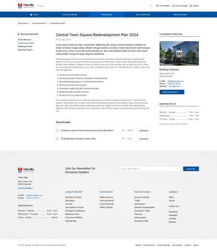 Oakville Joomla template Announcement Post Layout
