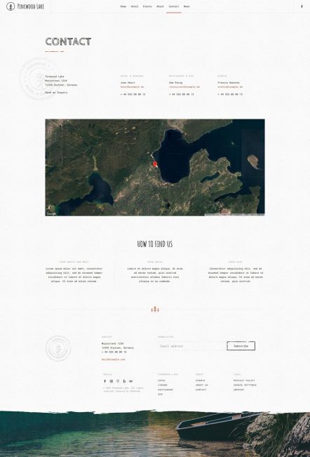 Pinewood Lake Joomla template Contact Layout