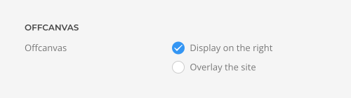 Products filter offcanvas options