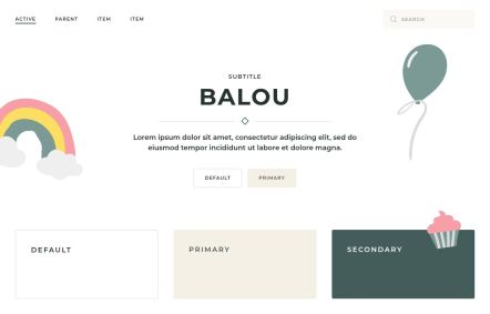 Balou WooCommerce theme UI Elements in White Beige Style