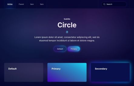 Circle WordPress theme UI Elements in Dark Blue Style