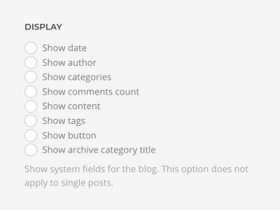 Blog display options