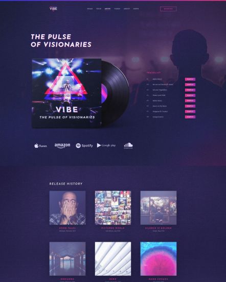Vibe WordPress theme Discography Layout