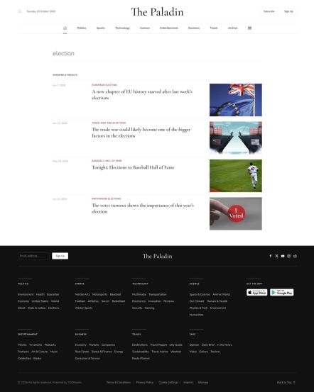 Paladin WordPress theme Search Layout