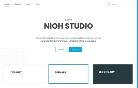 Nioh Studio Joomla template UI Elements in White Blue Style