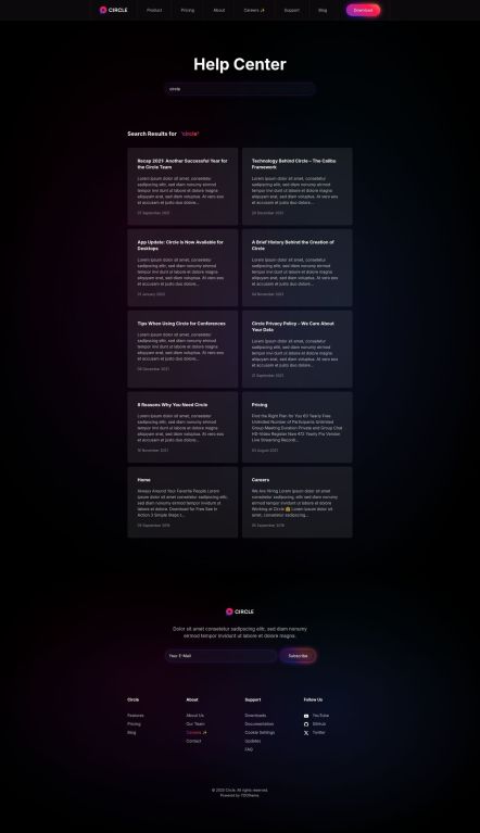 Circle WordPress theme Search Layout
