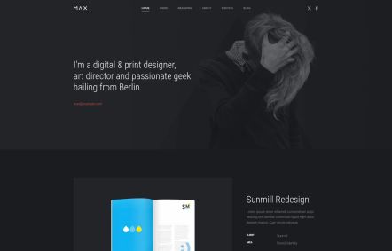 Max Joomla template Home Page in Dark Black Style
