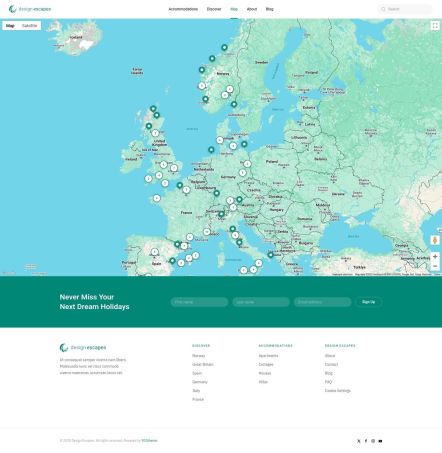 Design Escapes WordPress theme Map Layout