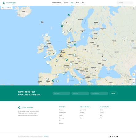 Design Escapes WordPress theme Map Layout