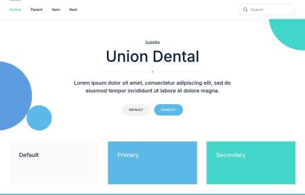 Union Dental WordPress theme UI Elements in White Lightblue Style