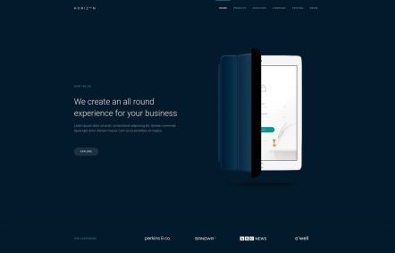 Horizon WordPress theme Home Page in Dark Turquoise Style