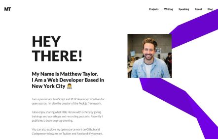 Matthew Taylor Joomla template Home Page in White Purple Style