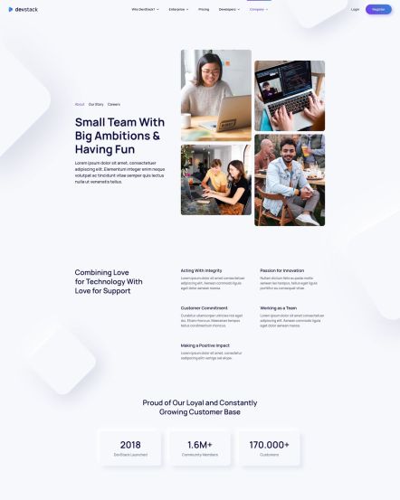DevStack Joomla template About Layout