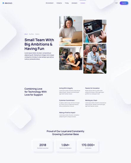 DevStack WordPress theme About Layout