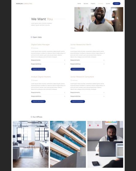 Morgan Consulting WordPress theme Careers Layout