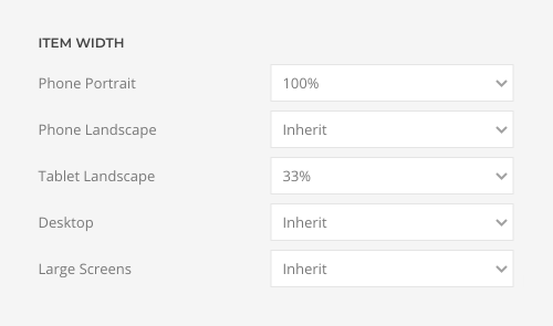 Panel slider item width