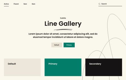 Line Gallery WordPress theme UI Elements in Light Green Style