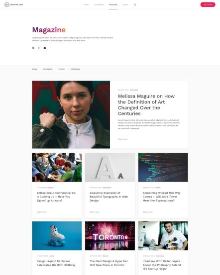 Creative Hub WordPress theme Post Index Layout
