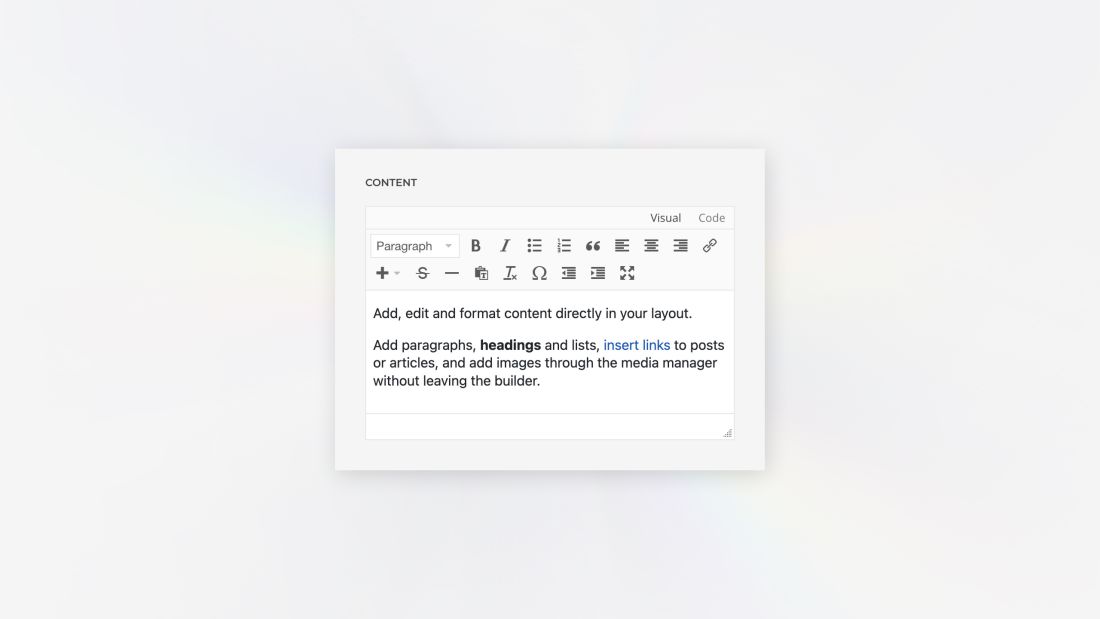 Visual and Code Editors