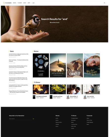 Framerate WordPress theme Search Layout