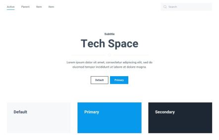 Tech Space WooCommerce theme UI Elements in White Blue Style