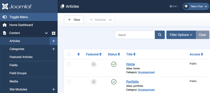 Joomla article edit view new