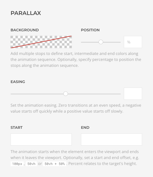 Section color parallax