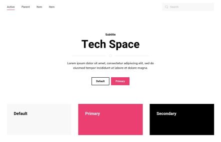 Tech Space WooCommerce theme UI Elements in White Pink Style