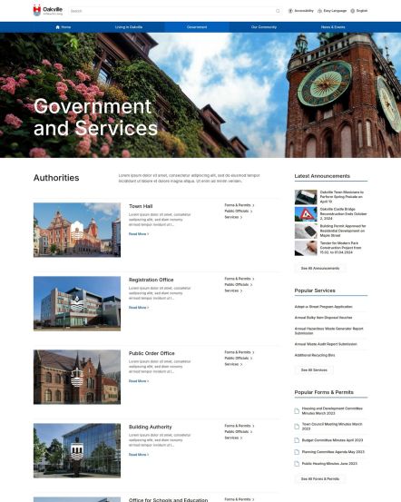 Oakville Joomla template Authority Index Layout