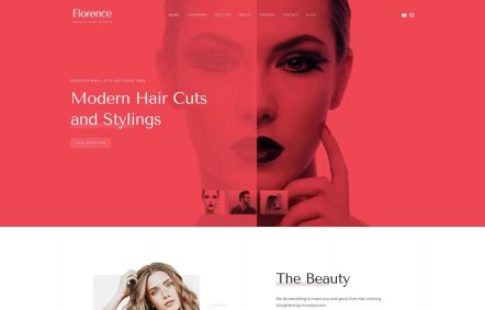 Florence WordPress theme Home Page in White Red Style