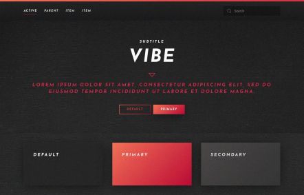 Vibe WordPress theme UI Elements in Dark Red Style
