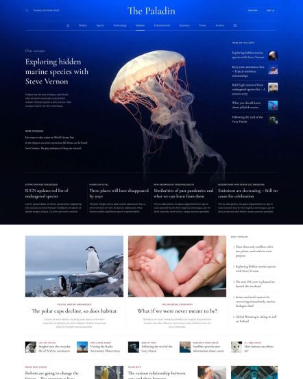 Paladin WordPress theme Science Layout