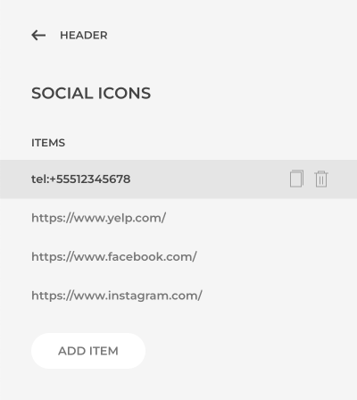 Header social icons