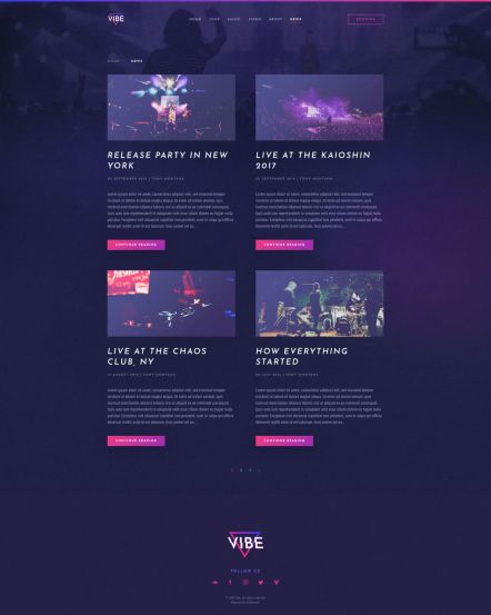 Vibe WordPress theme Post Index Layout