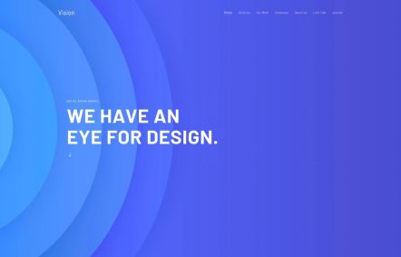 Vision WordPress theme Home Page in White Blue Style