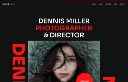 Dennis Miller WordPress theme Home Page in Black Red Style