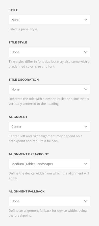 Appearance options