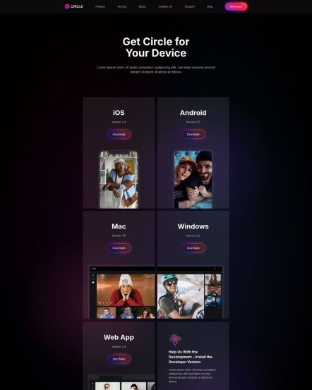 Circle WordPress theme Downloads Layout